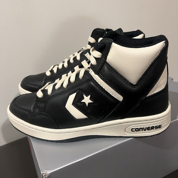 Converse Men's Leather CONVERSE WEAPON MID Sneakers Shoes Black/Ivory Size 9 - Picture 5 of 7